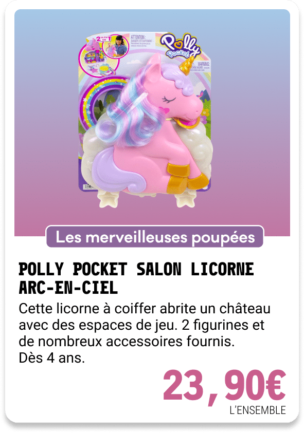 11-POLLY POCKET SALON LICORNE ARC-EN-CIEL